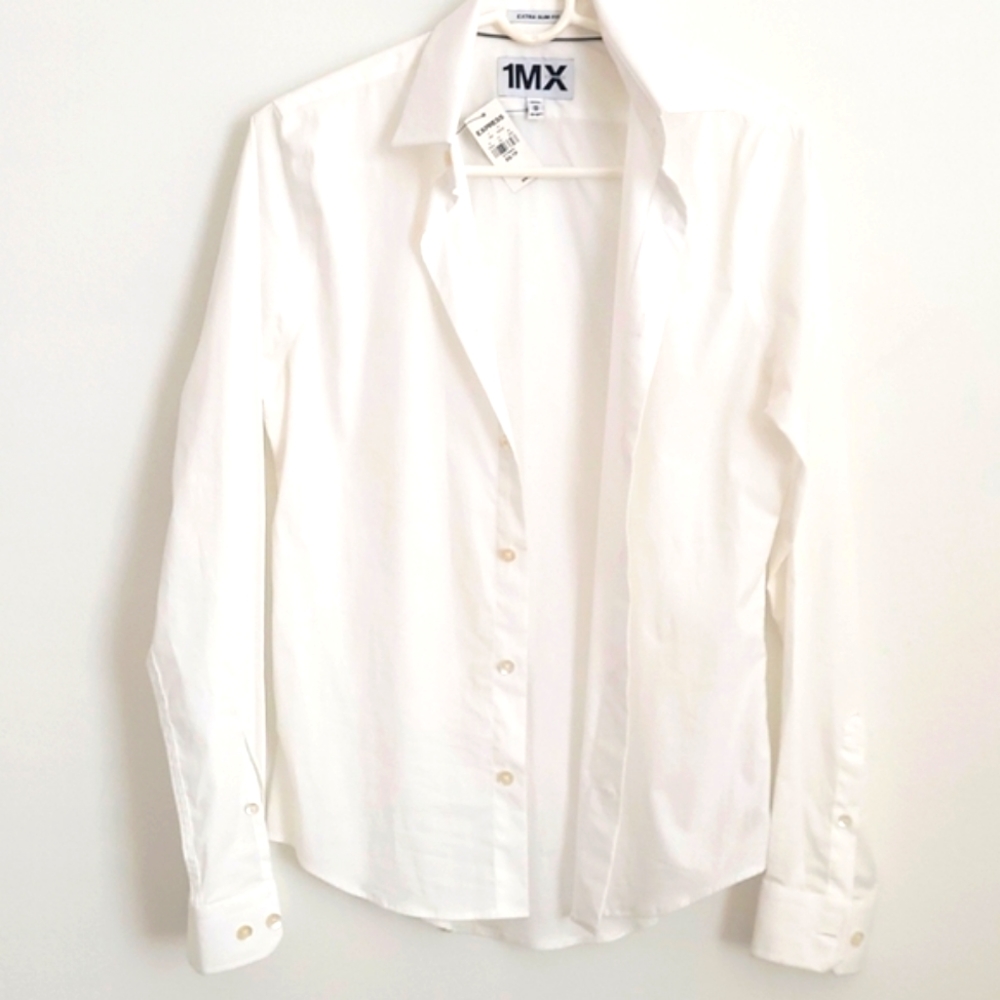EXPRESS MENS WHITE FITTED SHIRT NWT